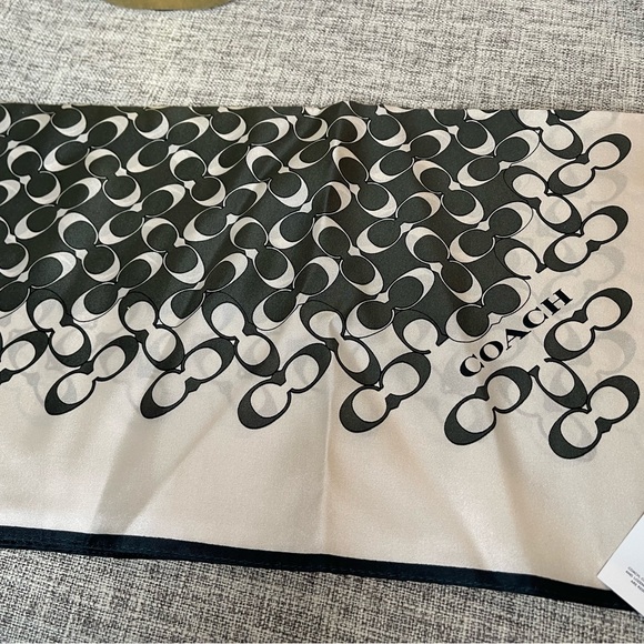 $99 COACH Signature Print Silk Square Scarf - Picture 3 of 6